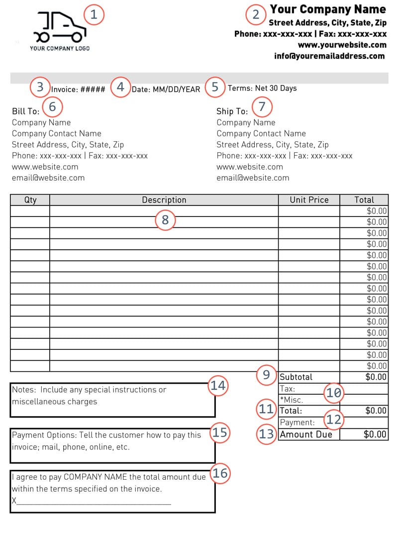 shipping invoice template
